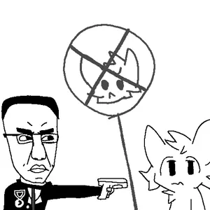 chudjak, angry, animated, badge, blood, closed mouth, clothes, furry, gun, hair