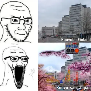 excited soyjak, soyak, soyak (irritated), wewjak, thing japanese, 2soyjaks, closed mouth, finland, frown, glasses