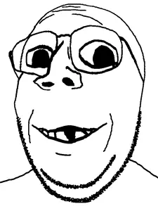 gapejak, emmanuel, wholesome soyjak, kidjaks, 1soyjak, black eyes, closed mouth, deformed, glasses, monochrome