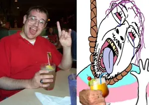 bernd, alcohol, arm, autism, chris-chan, comparison, drink, drinking straw, glasses, goatse