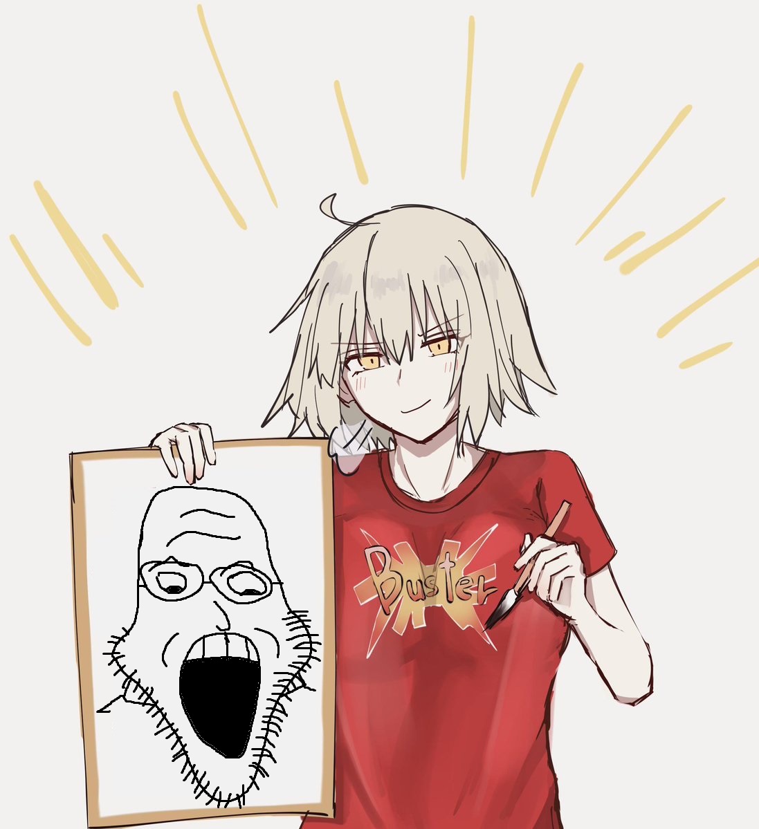 markiplier soyjak, /vg/, ahoge, anime, canvas, clothes, drawing, fgo, glasses, hair