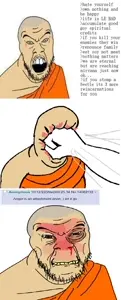 feraljak, 4chan, asian, blood, brown eyes, bruise, buddhism, clothes, comic, fist