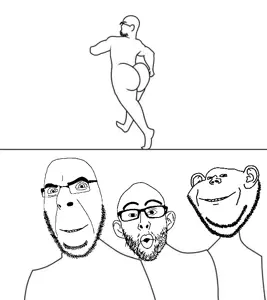 cobson, impish soyak ears, nojak, unknown, 4soyjaks, animanstudios, ass, closed mouth, ear, glasses