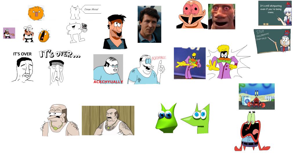 bane, mr krabs, peppino spaghetti, soldier (team fortress 2), chudjak, its over, ackchyually, anime, aqua teen hunger force, bill wilson