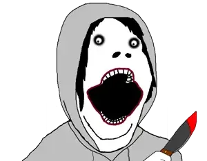 gapejak, clothes, hair, hands, hat, holding knife, holding object, hoodie, jeff the killer, knife