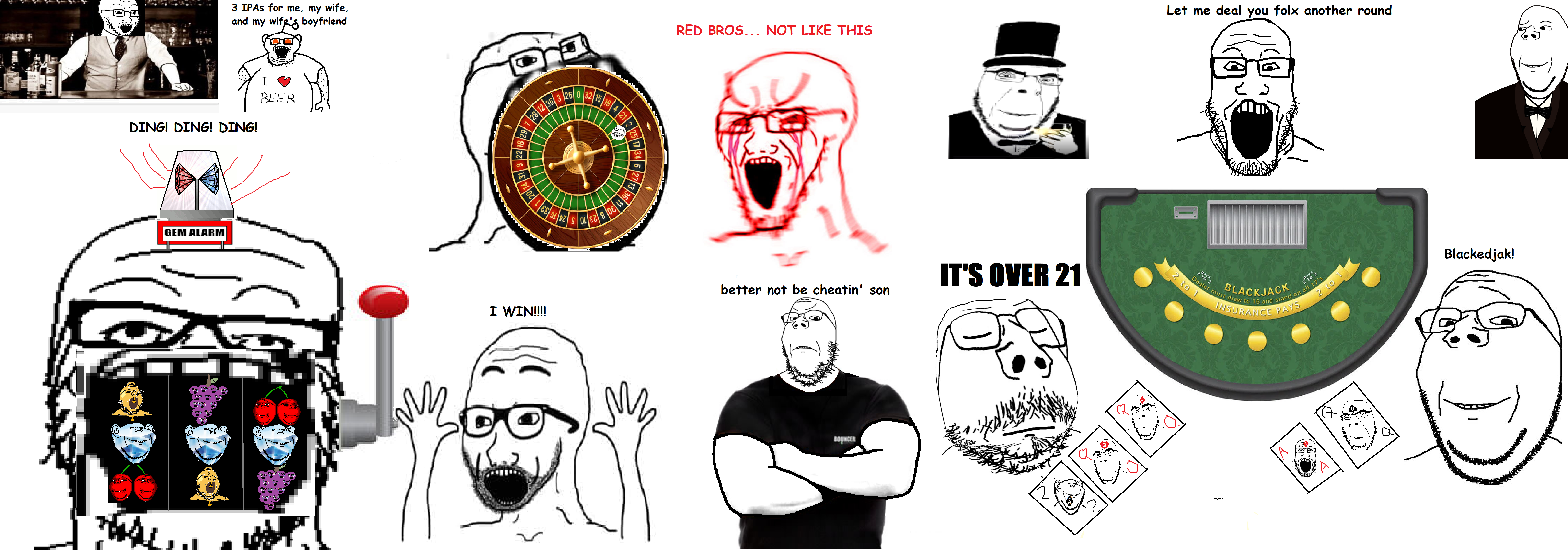 a24 slowburn soyjak, cobson, cryboy soyjak, excited soyjak, gapejak, markiplier soyjak, snoojak, soyak, scholar, wholesome soyjak