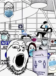 wojak, a24 slowburn soyjak, feraljak, gapejak, markiplier soyjak, soyak, female markiplier, angry, bloodshot eyes, coronavirus pandemic