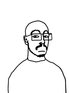 unknown, closed mouth, ear, glasses, jonbert, monochrome, mustache, neutral, soyjak, stubble