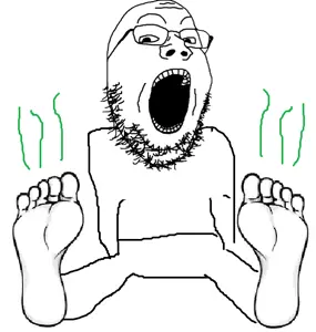 gapejak, arm, feet, foot fetish, full body, glasses, leg, open mouth, soyjak, stinky