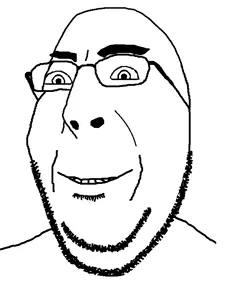 cobson, gapejak, wholesome soyjak, bald, eyebrows, glasses, merge, sectionalism, smile, soyjak