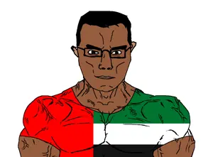 chudjak, chudjak front, muscular chud, brown eyes, brown skin, buff, closed mouth, clothes, ear, glasses