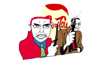 chudjak, chudjak front, 2soyjaks, arm, belt, cigarette, clothes, glasses, hair, hands