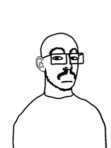 jonbert, closed mouth, ear, glasses, mustache, neutral, soyjak, stubble