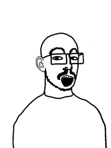 unknown, ear, glasses, jonbert, monochrome, mustache, open mouth, soyjak, stubble, teeth