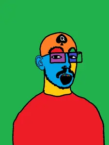 unknown, colorjak, ear, glasses, jonbert, mustache, open mouth, queen of spades, soyjak, spade