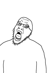 unknown, eyebrows, forehead lines, glasses, jimmy davis, looking up, monochrome, open mouth, soyjak, stubble