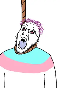unknown, bloodshot eyes, glasses, hair, jimmy davis, open mouth, pink hair, rope, soyjak, stubble
