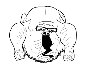 a24 slowburn soyjak, 1soyjak, food, glasses, monochrome, objectsoy, open mouth, soyjak, turkey (animal), uncolored skin