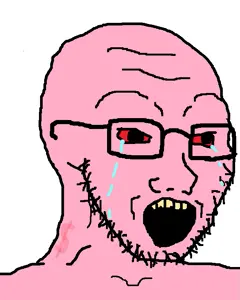 soyak, bloodshot eyes, business, crying, glasses, money, open mouth, pink skin, soyjak, stubble