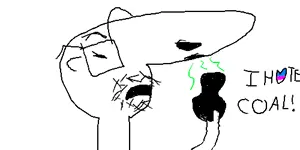unknown, arm, coal, ear, glasses, hands, heart, holding coal, holding object, i hate