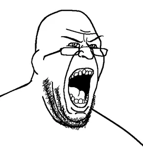 unknown, angry, glasses, joe biden, open mouth, screaming, soyjak, stubble, teeth