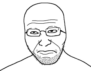 unknown, angry, closed mouth, frown, glasses, soyjak, stubble
