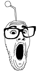 leopold, antenna, glasses, mustache, open mouth, soyjak, stubble