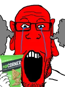markiplier soyjak, chips, crying, ear, food, fume, glasses, hands, holding object, open mouth
