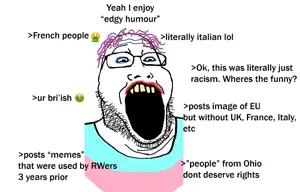 markiplier soyjak2, emoticon, france, greentext, italy, ohio, racism, safe edgy, text, tranny