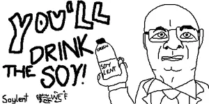 klaus schwab, unknown, arm, bottle, closed mouth, clothes, drink, ear, glasses, hands