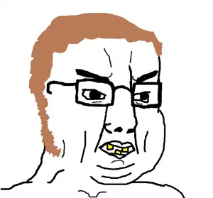 chudjak, angry, brown hair, chud, fat, glasses, hair, missing teeth, open mouth, polack
