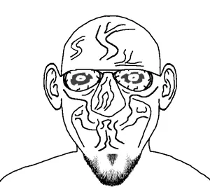 susjak, creepy, ear, glasses, horror, monster, no mouth, soyjak, stubble
