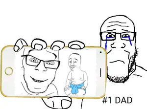 chudjak, feraljak, markiplier soyjak, phoneplier horizontal, showing phone, 2soyjaks, 3soyjaks, arm, baby, clothes