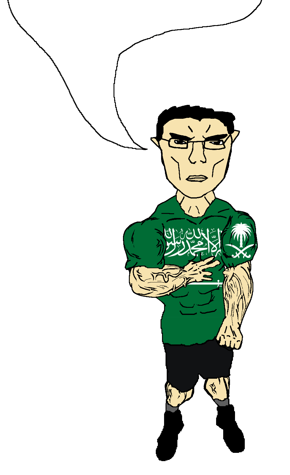 chudjak, chudjak front, unbotheredchud, angry, arab, buff, closed mouth, clothes, ear, emblem