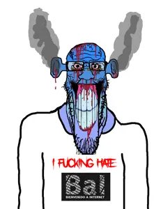 markiplier soyjak, longplier, angry, bai, blood, clenched teeth, closed mouth, clothes, fume, glasses