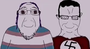 bernd, chudjak, chudjak front, analog horror, animated, closed mouth, creepy, crossdressing, ear, glasses