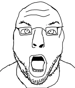 unknown, flart, glasses, open mouth, soyjak, stubble