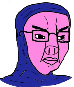 chudjak, angry, animal, chud, closed mouth, clothes, dark orb, glasses, pig, soyjak