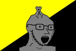 soyak, npc soyak, anarcho-capitalism, flag, glasses, npc, open mouth, politics, small brain, soyjak