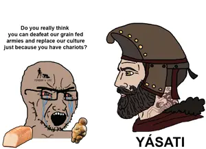 yes chad, soyak, beard, bread, brown skin, clothes, crying, femdom, glasses, green eyes