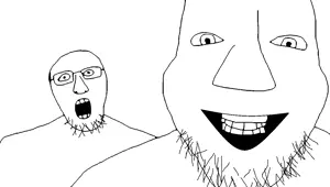 cobson, unknown, 2soyjaks, closed mouth, glasses, grin, nostalgia critic, open mouth, soyjak, stubble