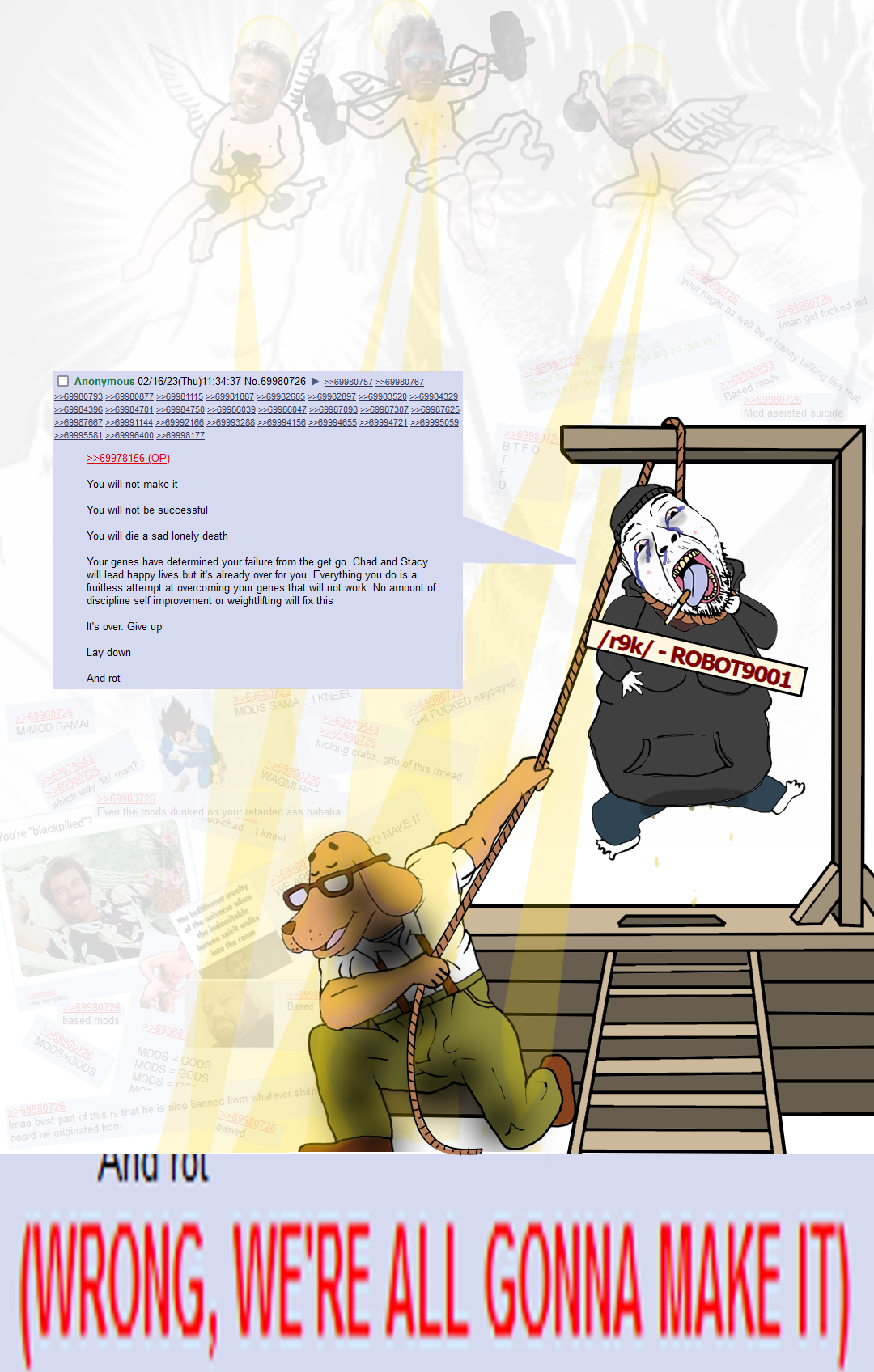 doomer wojak, wojak, bernd, hanging troonjak, troonjak, /fit/, /r9k/, 4chan, ack, animal