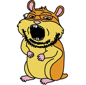 gapejak, animal, buck teeth, full body, glasses, hamster, open mouth, redraw, soyjak, stubble