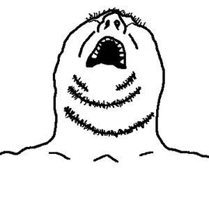 nikocado avocado, cadojak, 1soyjak, closed eyes, crying, monochrome, open mouth, soyjak, stubble, uncolored skin