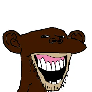 impish soyak ears, splicejak, animal, bobo the sharty janny, brown skin, ear, laughing, monkey, open mouth, soyjak