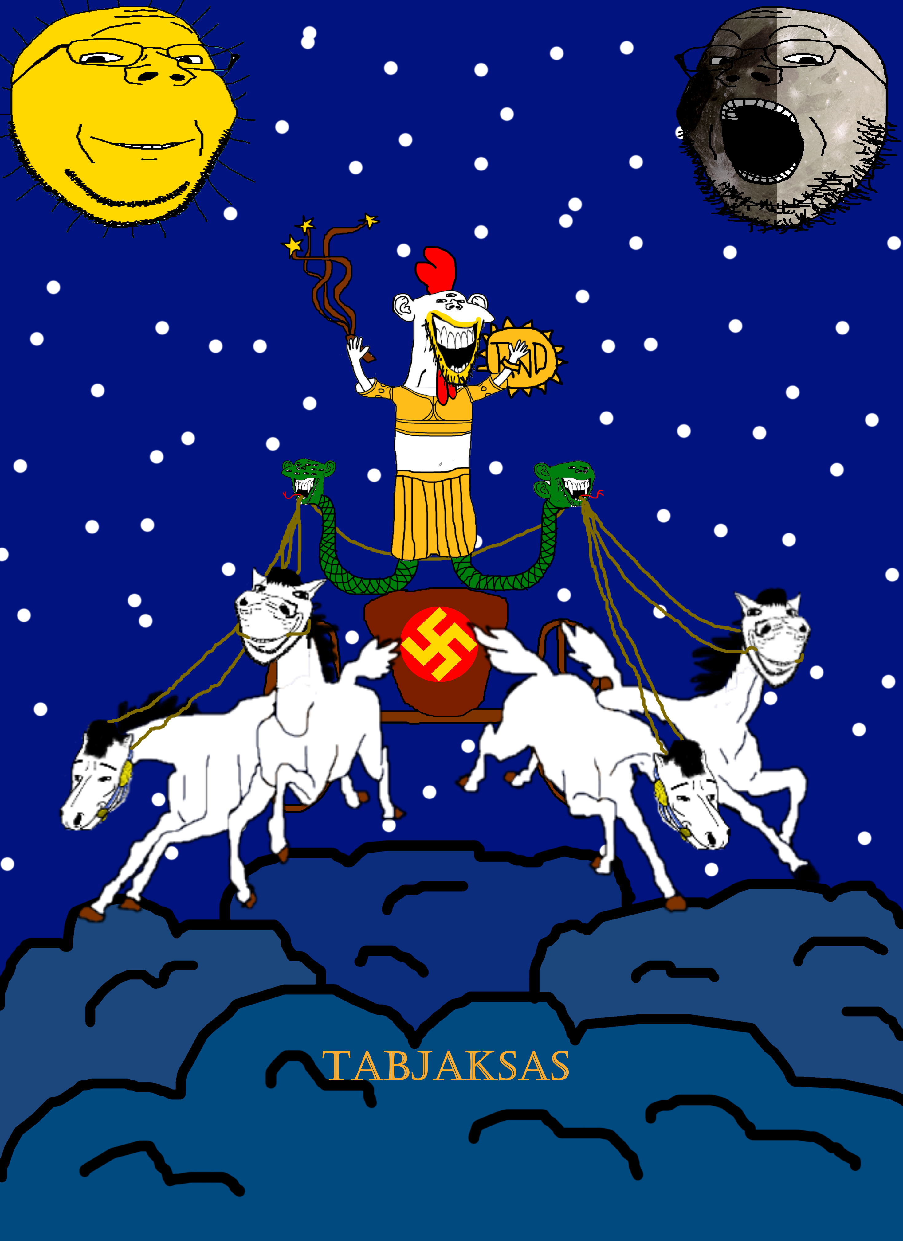 chudjak, gapejak, impish soyak ears, chud horse, impish horse, splicejak, wholesome soyjak, animal, armor, chariot