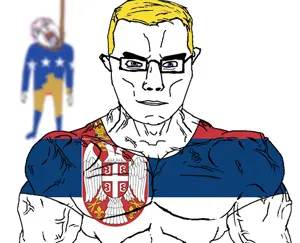 bernd, chudjak, chudjak front, hanging troonjak, muscular chud, troonjak, 2soyjaks, ack, angry, blonde hair