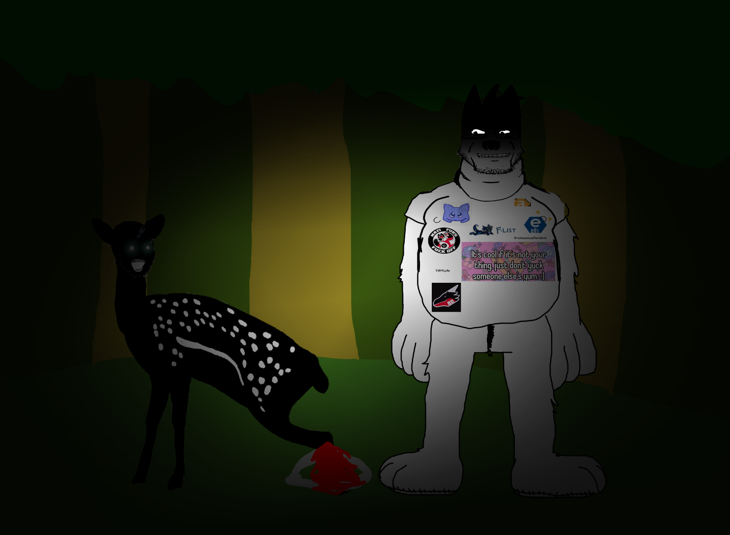 markiplier soyjak, soyak, thougher, animal, arm, black skin, blood, deer, discord, doe