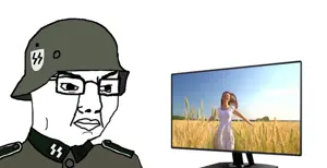 chudjak, angry, chud, closed mouth, clothes, computer, female, girl, glasses, hat