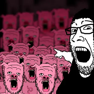 a24 slowburn soyjak, markiplier pointing soyjak, animal, arm, clothes, ear, glasses, hair, hands, multiple soyjaks